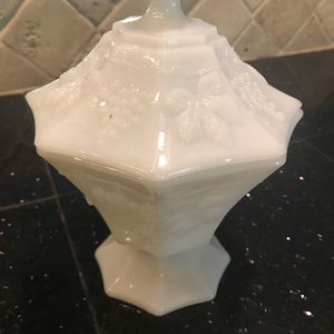 Vintage Milk Glass Dish with Lid